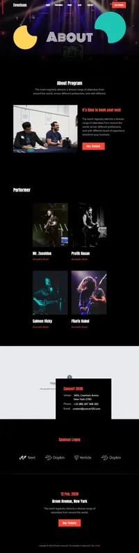 eventcon mini website template desktop screenshot