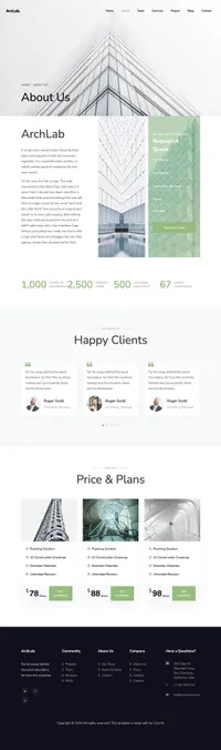 archlab mini website template desktop screenshot