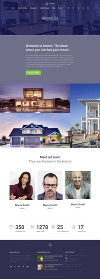 homes mini website template desktop screenshot