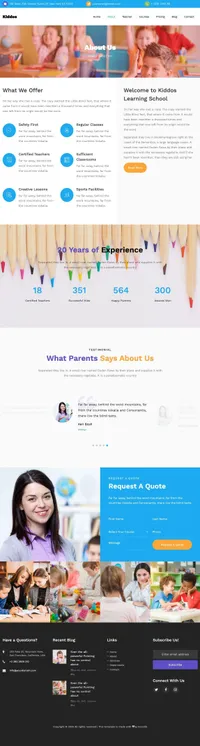 kiddos mini website template desktop screenshot
