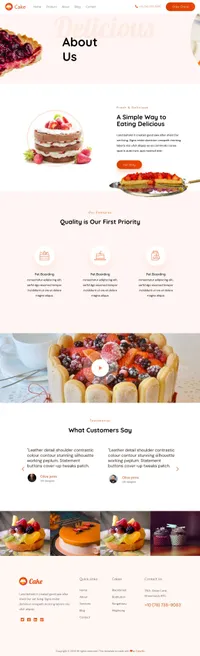 cakes mini website template desktop screenshot