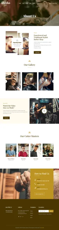 the-barber mini website template desktop screenshot