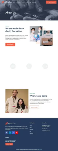 charitee mini website template desktop screenshot