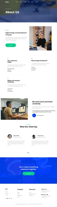 dizzi mini website template desktop screenshot