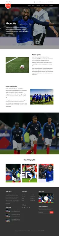 sportz mini website template desktop screenshot