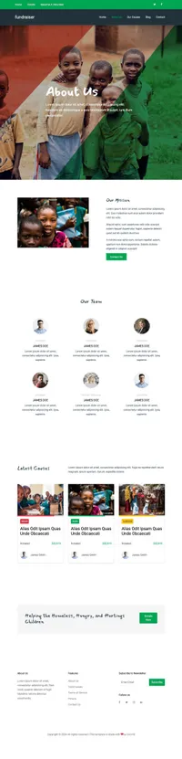 fundraiser mini website template desktop screenshot