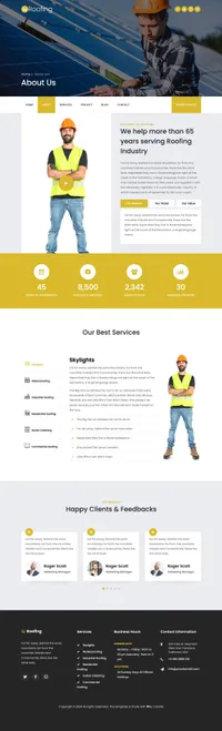 roofing mini website template desktop screenshot