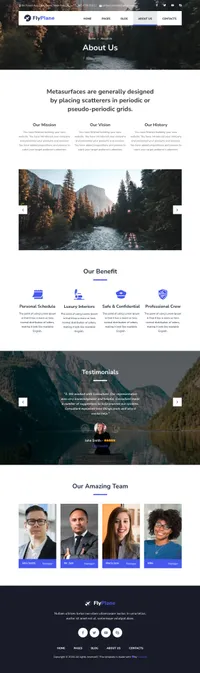 flyplane mini website template desktop screenshot