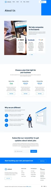 joblab mini website template desktop screenshot