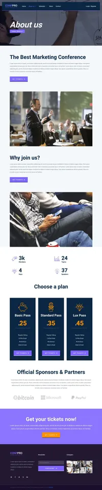 confpro mini website template desktop screenshot