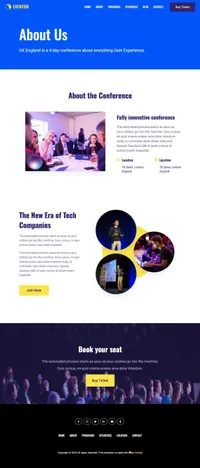 eventro mini website template desktop screenshot