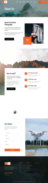 dronephotography mini website template desktop screenshot