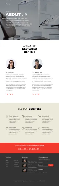 dente mini website template desktop screenshot