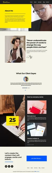 buckkinnear mini website template desktop screenshot