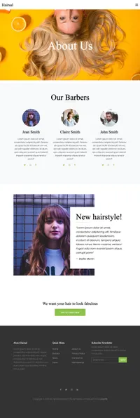 hairsal mini website template desktop screenshot