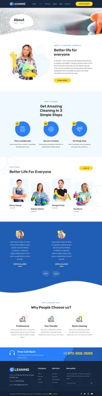 cleaning mini website template desktop screenshot