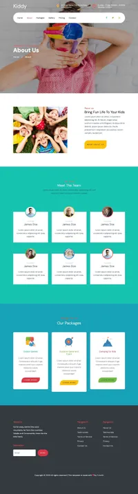 kiddy mini website template desktop screenshot