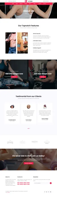 fitness mini website template desktop screenshot