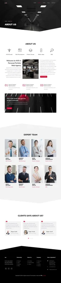 avo mini website template desktop screenshot