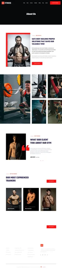 fitnessclub mini website template desktop screenshot