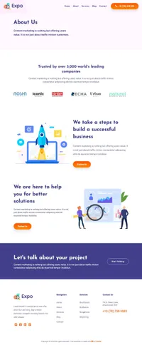 expo mini website template desktop screenshot