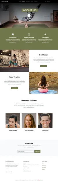 yogafun mini website template desktop screenshot