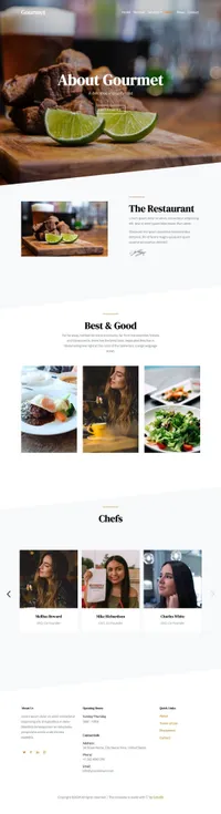 gourmet mini website template desktop screenshot