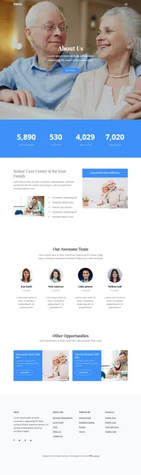 elderly mini website template desktop screenshot