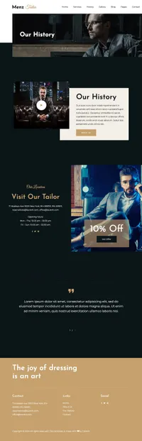 menztailor mini website template desktop screenshot