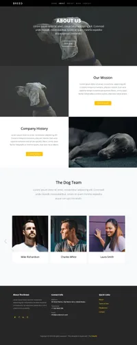 breed mini website template desktop screenshot