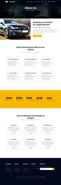 car-rental mini website template desktop screenshot