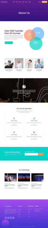 edumark mini website template desktop screenshot