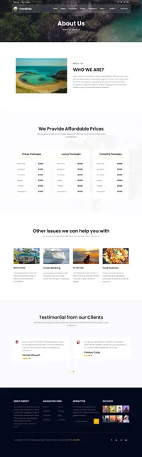 travel mini website template desktop screenshot