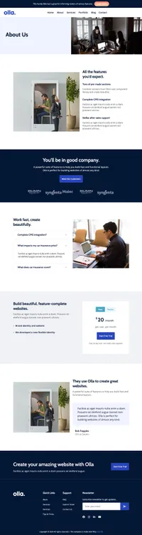 olla mini website template desktop screenshot