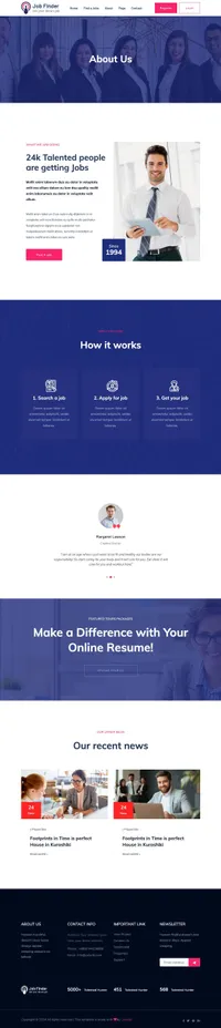 jobfinderportal mini website template desktop screenshot