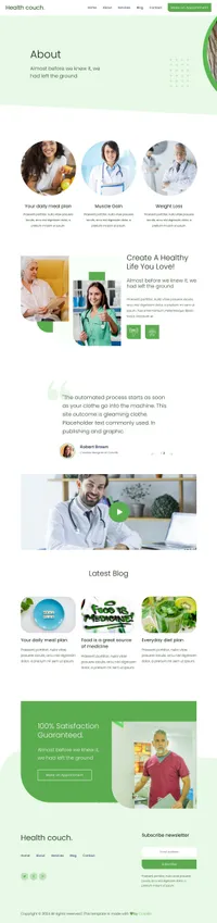healthcouch mini website template desktop screenshot