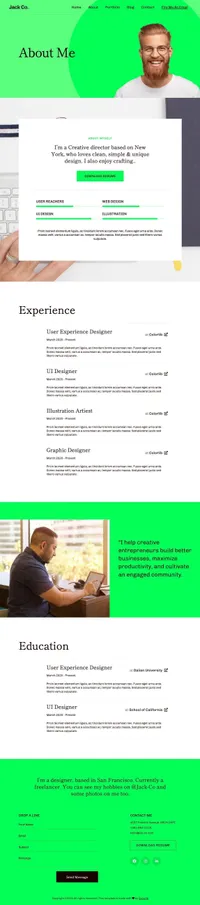 jackco mini website template desktop screenshot