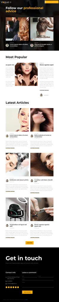 vogue mini website template desktop screenshot