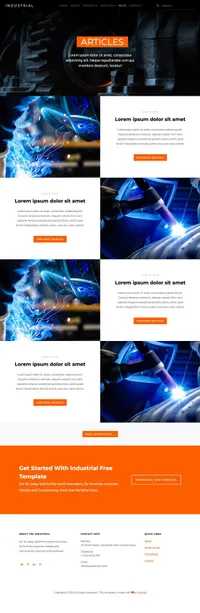 industrial mini website template desktop screenshot
