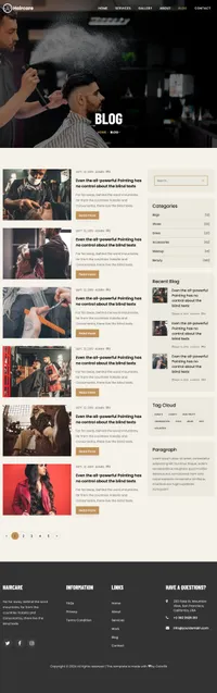 haircare mini website template desktop screenshot