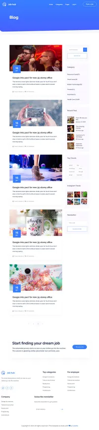 jobhub mini website template desktop screenshot