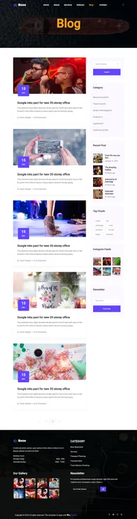 boxe mini website template desktop screenshot