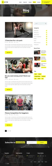 xgym mini website template desktop screenshot