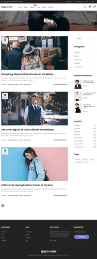 coza-store mini website template desktop screenshot