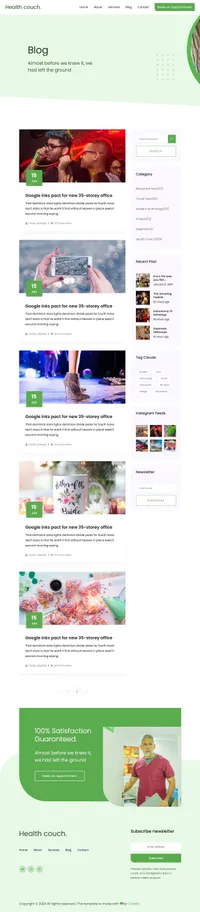 healthcouch mini website template desktop screenshot