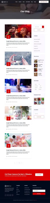 justlaw mini website template desktop screenshot