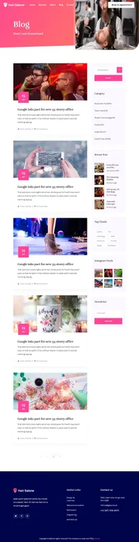 hairsalone mini website template desktop screenshot