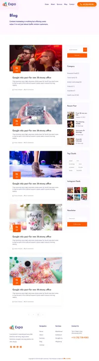 expo mini website template desktop screenshot
