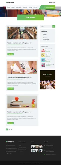 academy mini website template desktop screenshot