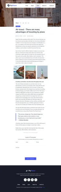 flyplane mini website template desktop screenshot